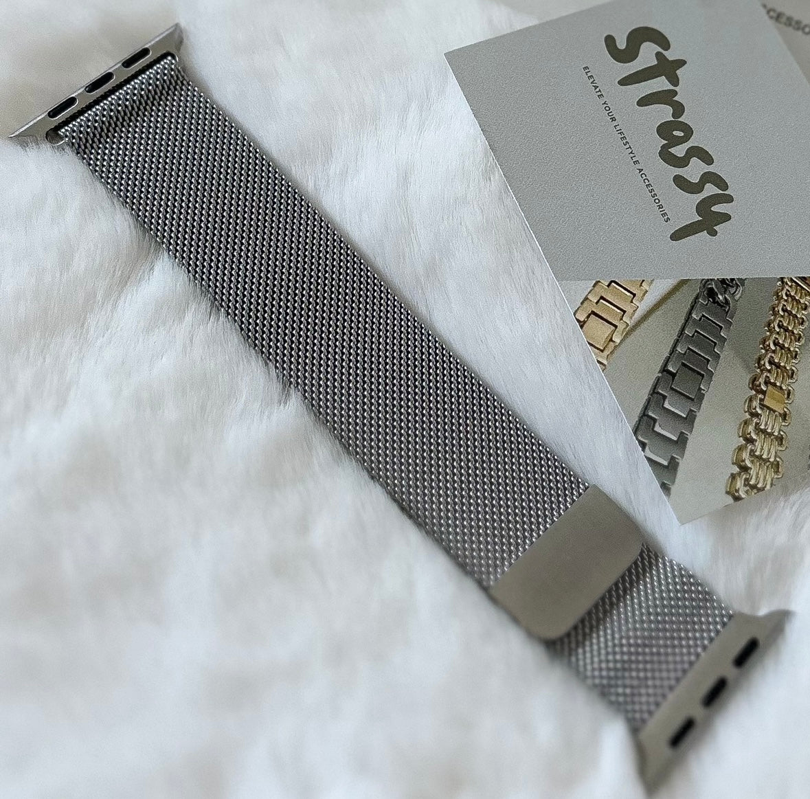 LAUREN MESH MILANESE LOOP APPLE WATCH STRAP - SILVER