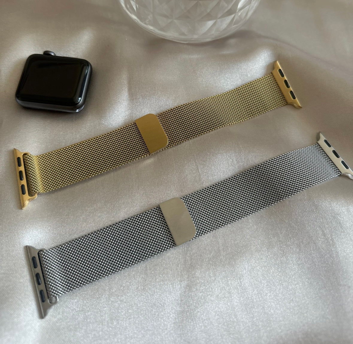 LAUREN MESH MILANESE LOOP APPLE WATCH STRAP - SILVER