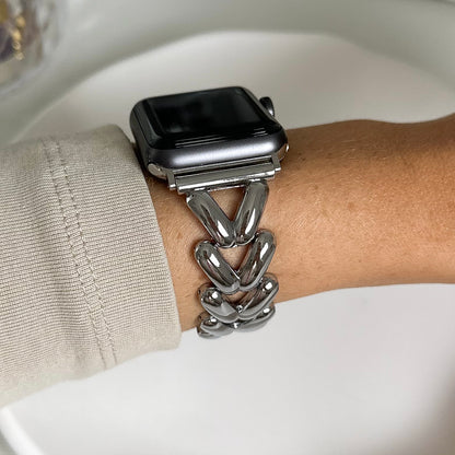 ARIEL STAINLESS STEEL APPLE WATCH STRAP - SILVER