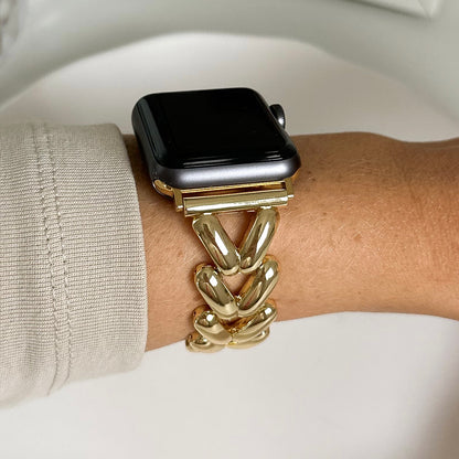 ARIEL STAINLESS STEEL APPLE WATCH STRAP - GOLD