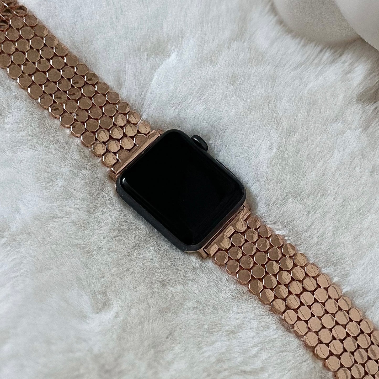 LUXE STAINLESS STEEL APPLE WATCH STRAP - ROSE GOLD