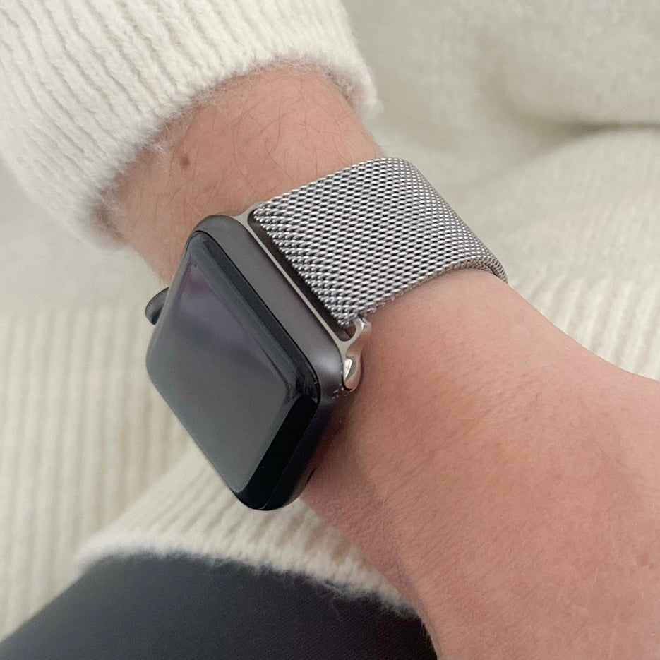 LAUREN MESH MILANESE LOOP APPLE WATCH STRAP - SILVER